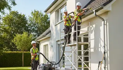 San Antonio, TX gutter cleaning by FX Remodeling & Exteriors on a home exterior