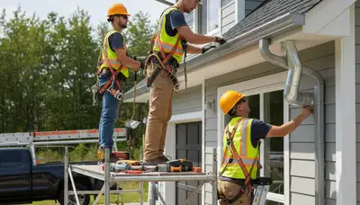 Gutter installation on a San Antonio, TX home to protect against heavy rain and water damage