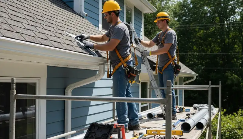 San Antonio, TX gutter repair for storm-damaged and leaking gutters on a home siding exterior