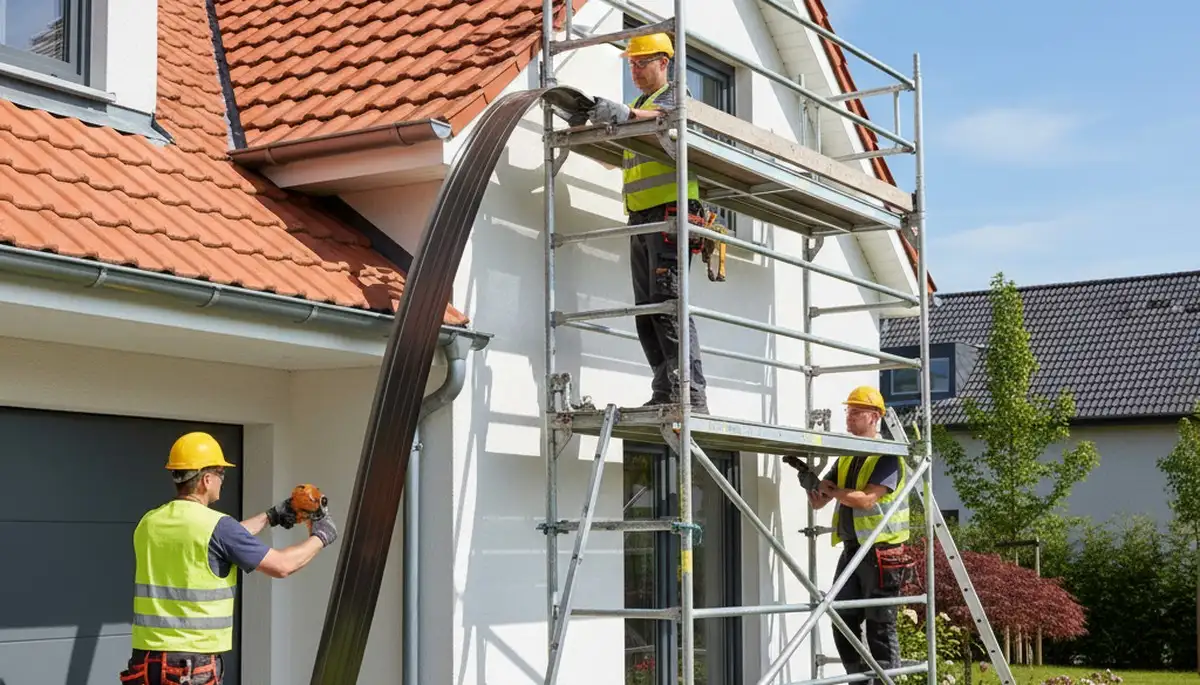 Seamless gutters installed on a San Antonio, TX home to protect against stormwater and leaks